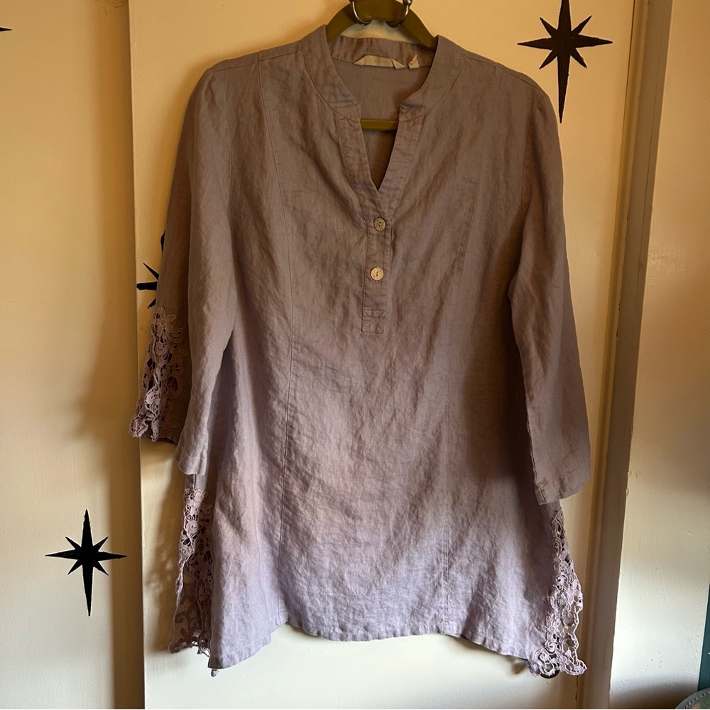 Soft Surroundings Lavender Tunic with Lace Accents
